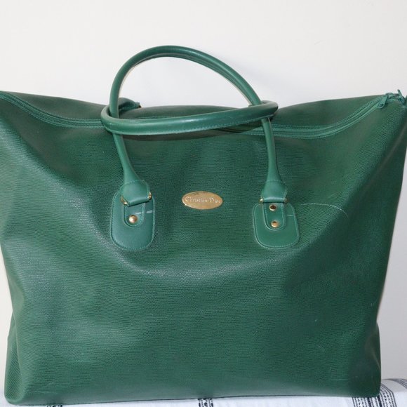Christian Dior Perfume Lg Green Weekender Tote Bag - Picture 3 of 9